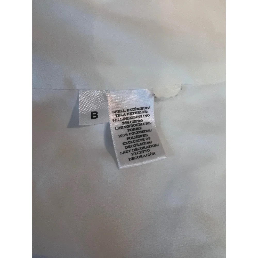 Ann Taylor Petite White Linen Blend Ladder Stitch A-Line Skirt Size 0P